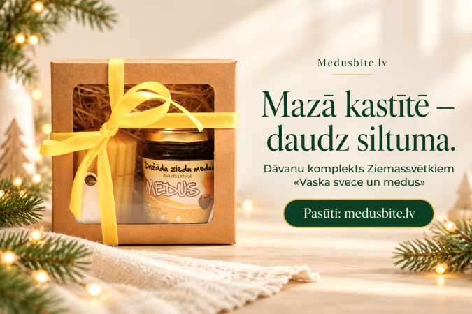 Medusbite.lv medus dāvanu komplekts ar bišu vaska sveci